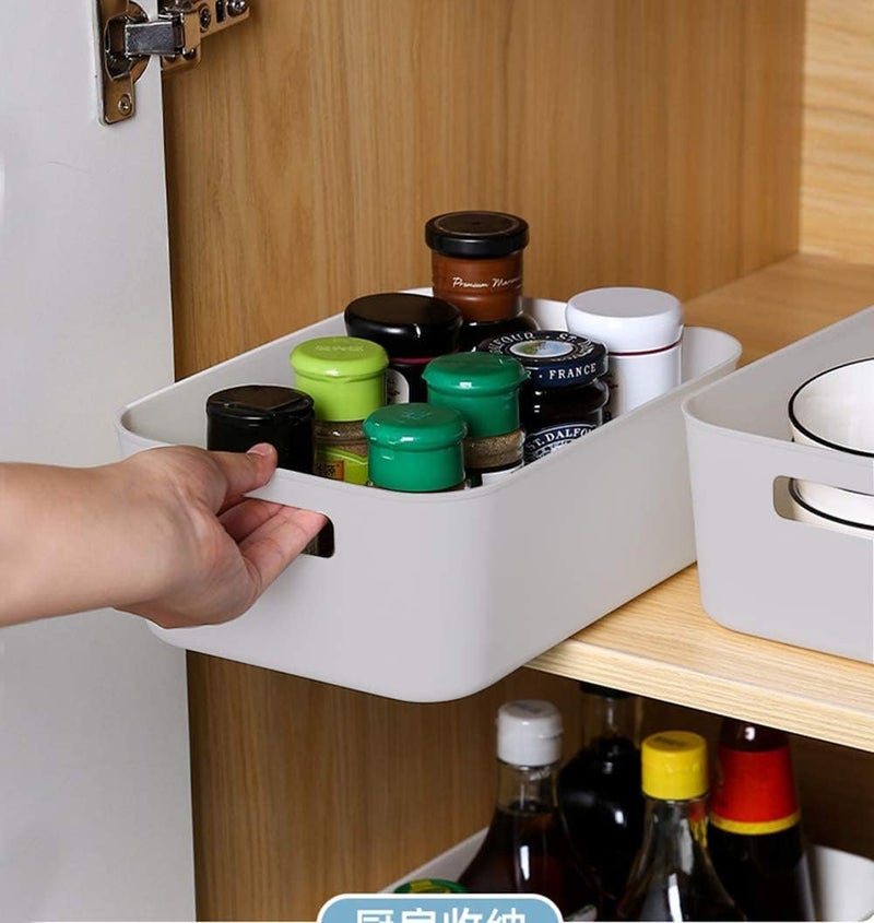 Eworld Storage Bins – Plastic Pantry Organizer Baskets with Cutout Handles, Small Household Cube Containers for Kitchen, Closet & Bathroom Organization (Pack of 6, 8, 10, 12 & 20) - Image 2